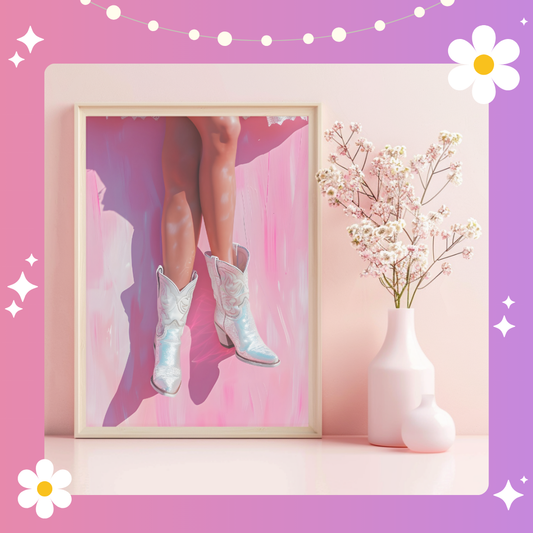 White cowboy boots Art Print