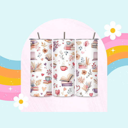 Tea, Coffee and Books Pattern Drinks tumbler