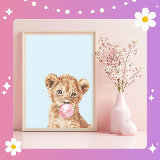 Bubble lion cub Art Print