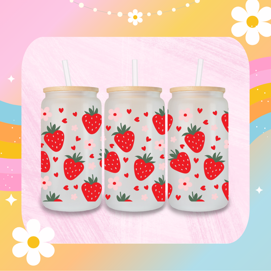 Strawberry and hearts Libby glass