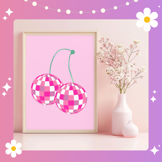 Cherry disco ball Art Print