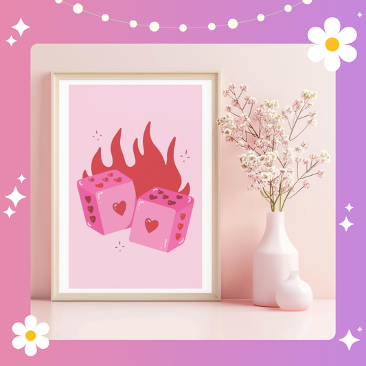 Flaming dice Art Print