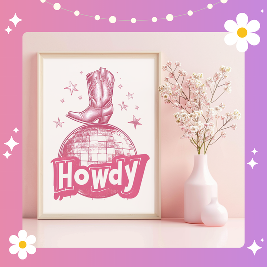 Howdy glitter ball Art Print