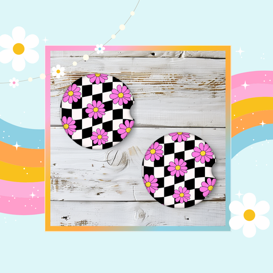 Pink checkered daisy (pack of two)