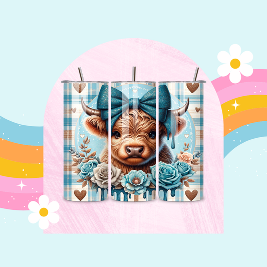 Highland cow drinks tumbler